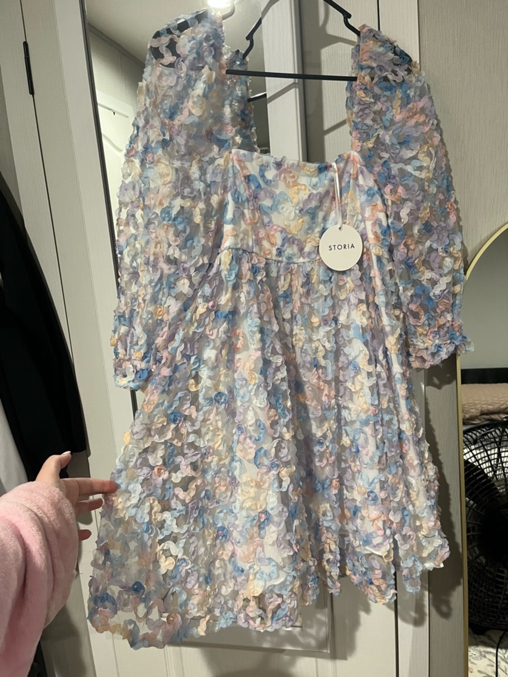 Storia Pastel Floral Textured Party Dress